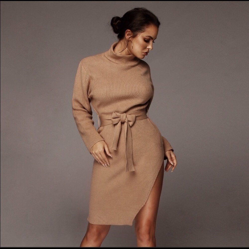 Toasted tan Catania sweater dress